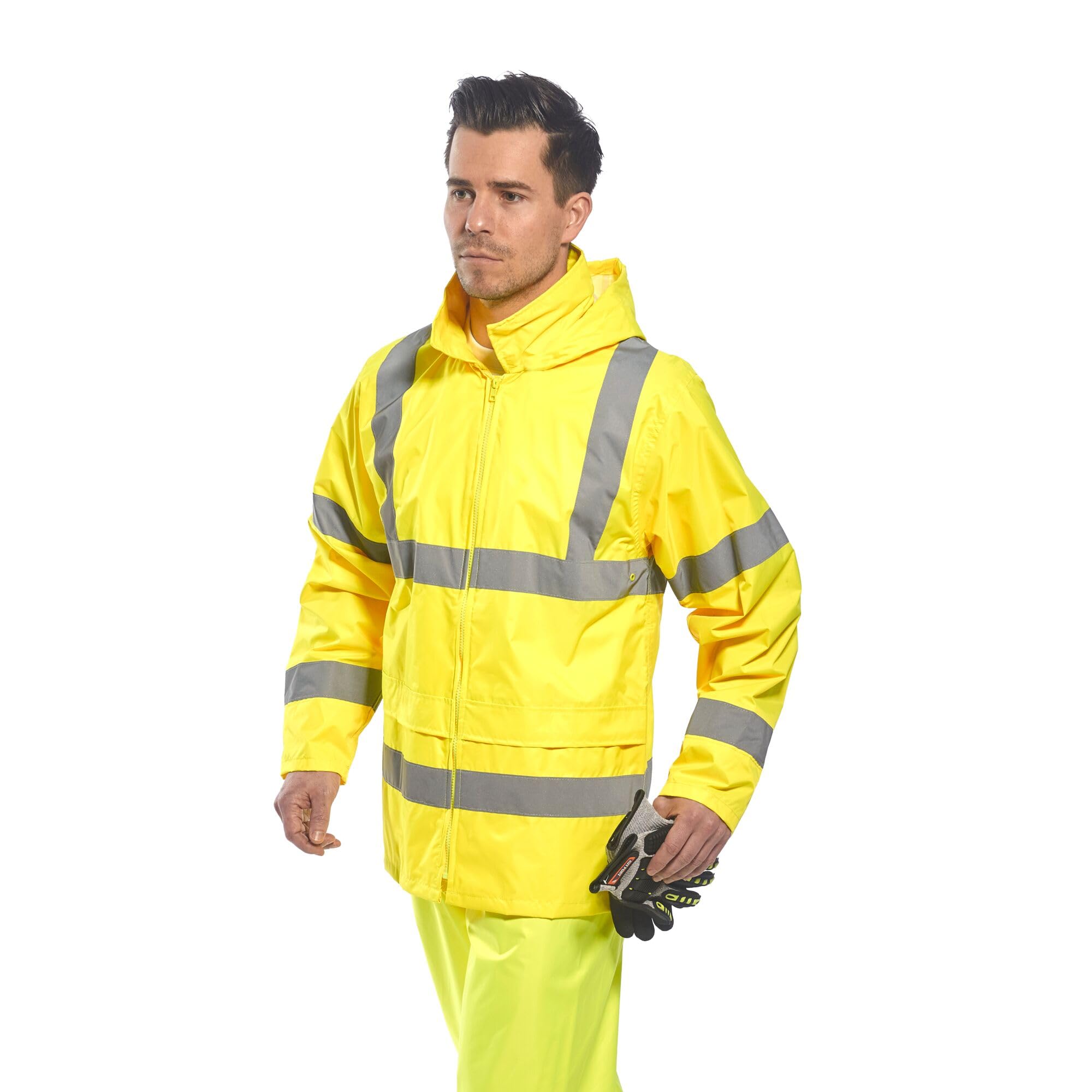Portwest H440 Men's Lightweight Waterproof Hi-Vis Rain Jacket Yellow, Large